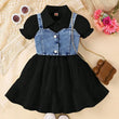 Denim Vest & Short‑Sleeve Shirt Dress 2‑Piece Set for Girls