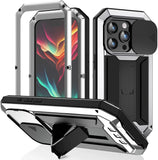 Heavy Duty Armor Rugged Metal Case – Military Shockproof Cover with Screen & Camera Protector for iPhone 16 Series