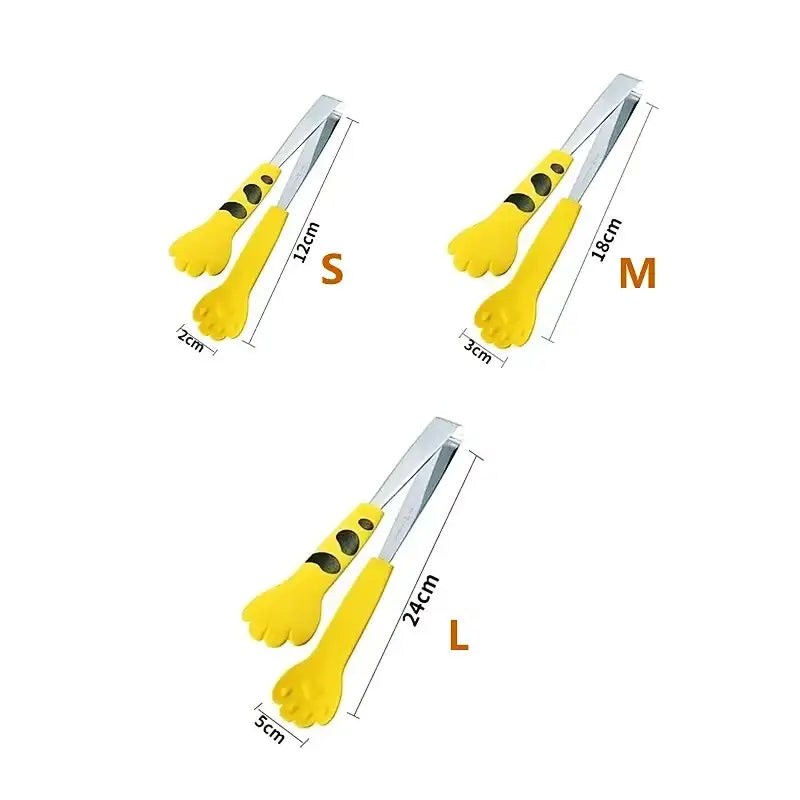 Japanese Cat Paw-Shape Stainless Steel Food Tongs – Cute Cartoon Meal & BBQ Clip