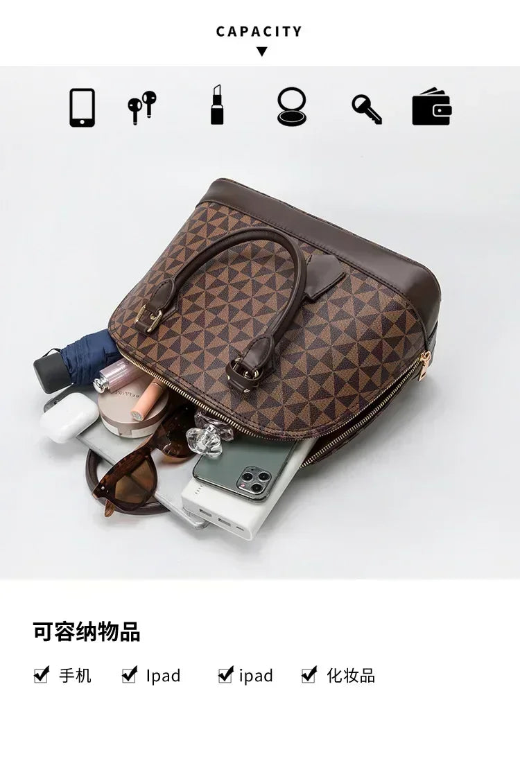 Limited Edition Designer Checkerboard Alma-Style Shell Handbag – Luxury Canvas Shoulder Bag for Women
