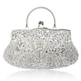 Women’s Retro Beaded Embroidered Evening Bag – Bridal Clutch with Chain Strap for Weddings, Parties & Banquets
