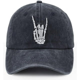 Skeleton Hand Embroidered Hat – Adjustable Cotton Skull Finger Baseball Cap for Men & Women