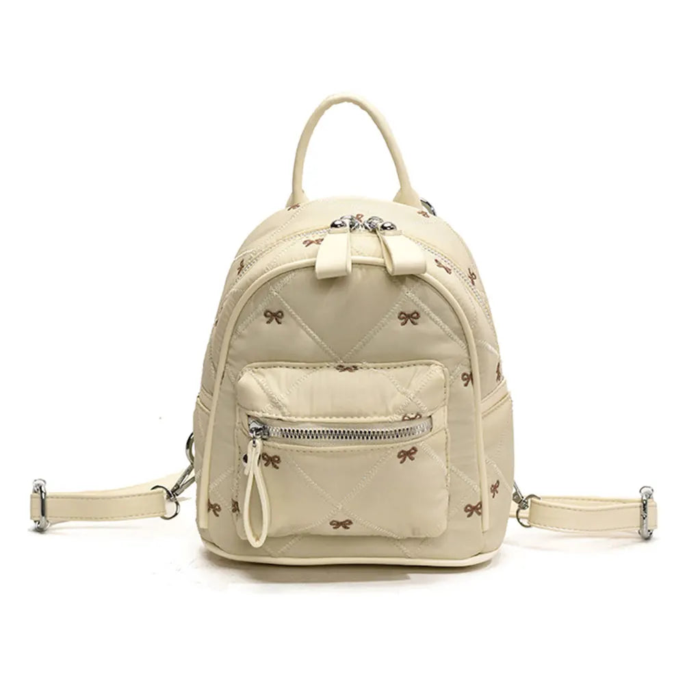 Women’s Bowknot Embroidery Backpack — Large-Capacity Trendy School, Outdoor & Picnic Rucksack