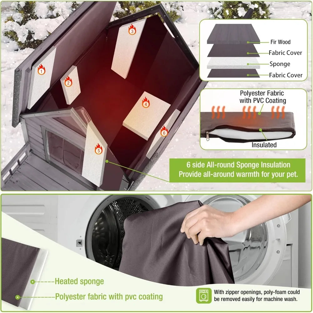 Outdoor Dog House – 100% Insulated Winter Kennel with Waterproof Liner for All Breeds