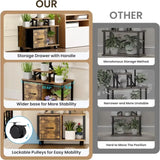 “65-Inch Indoor Plant Stand with Grow Lights – Tiered Metal Shelf with Wheels & Drawer for Home Plant Storage & Decor”