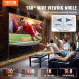 Vevor Portable Projection Screen Kit – 16:9 HD/4K, Tripod Stand for 100″, 120″ or 150″ Viewing