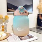 1000 ml Gradient Colour Reusable Water Bottle – Handle & Carry Strap, Leak-Proof Plastic Cup for Men & Women