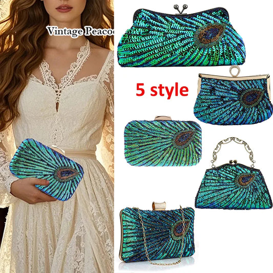 Retro Flicker Evening Banquet Clutch Bag for Women – Chain Crossbody Prom & Party Shoulder Purse