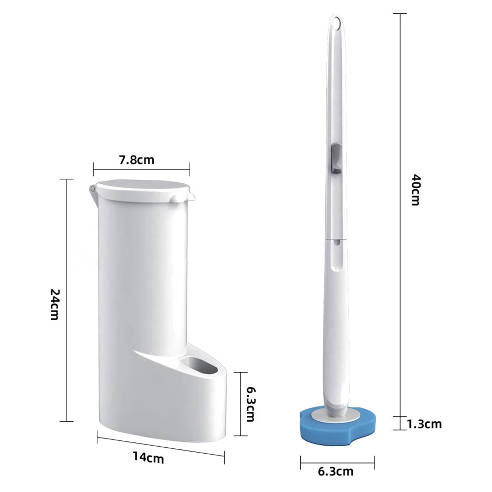 Wall-Mounted Disposable Toilet Brush & Holder Set – Includes 8/16/24 Refill Heads