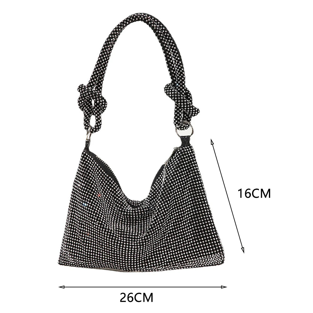 Women’s Shiny Diamond-Encrusted Purse – Crystal Rhinestone Shoulder & Crossbody Bag for Weddings, Parties & Dinners