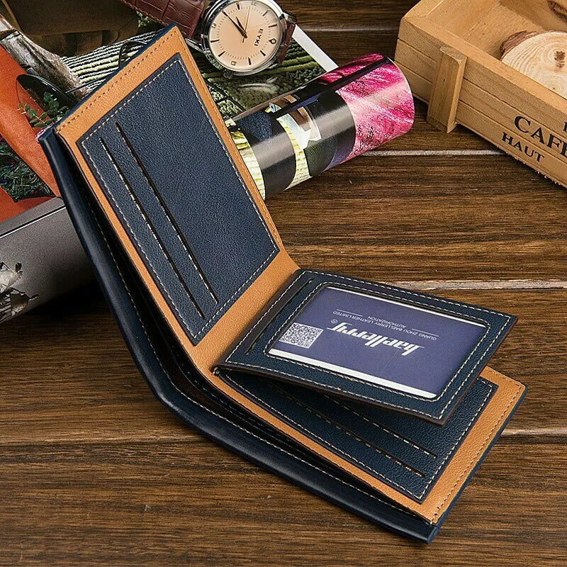 Casual Slim Business Wallet for Men – PU Leather Bifold Short Wallet with Card Holder & Money Clip | Elegant Executive Design
