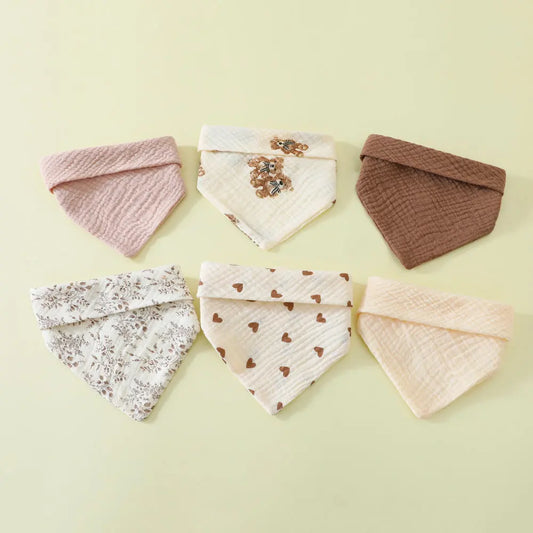 6-Piece Baby Bibs Set – Soft Cotton Muslin Gauze Burp Cloths | 2-Layer Feeding & Drool Towels for Newborns