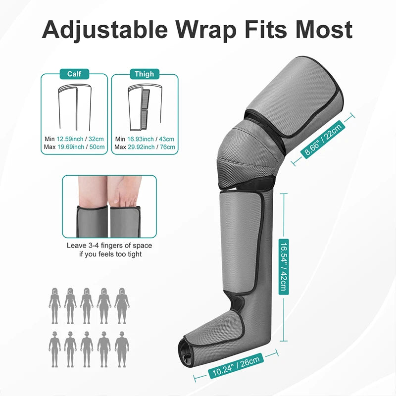 Nekteck Air-Compression Leg & Foot Massager – Circulation Booster with Heat & Calf/Thigh Wraps