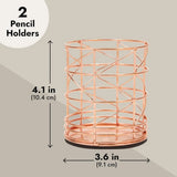 2-Pack Rose Gold Pen Holder Desk Organizer Cups – Stylish Storage for Pens, Brushes & Office Supplies