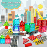 Magnetic Road Set with Car Toys – Creative Magnet Building Blocks Construction Kit for Toddlers, Educational STEM Gift for Boys & Girls
