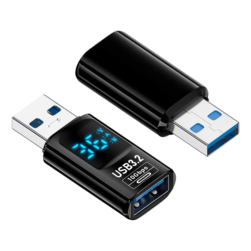 Digital LED Display USB to Type-C Adapter – 10Gbps Fast Data & 60W Charging Converter for Phones, Laptops & Tablets