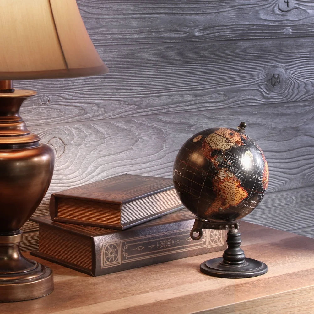Decorative 5" Spinning World Globe – Tabletop Geographic Globe for Home & Office Desk Décor, Travel Gift