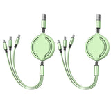 2-Pack 3-in-1 USB Charging Cable – Retractable Multi-Port Fast Charging & Data Cord for iPhone, Samsung, Huawei & Xiaomi
