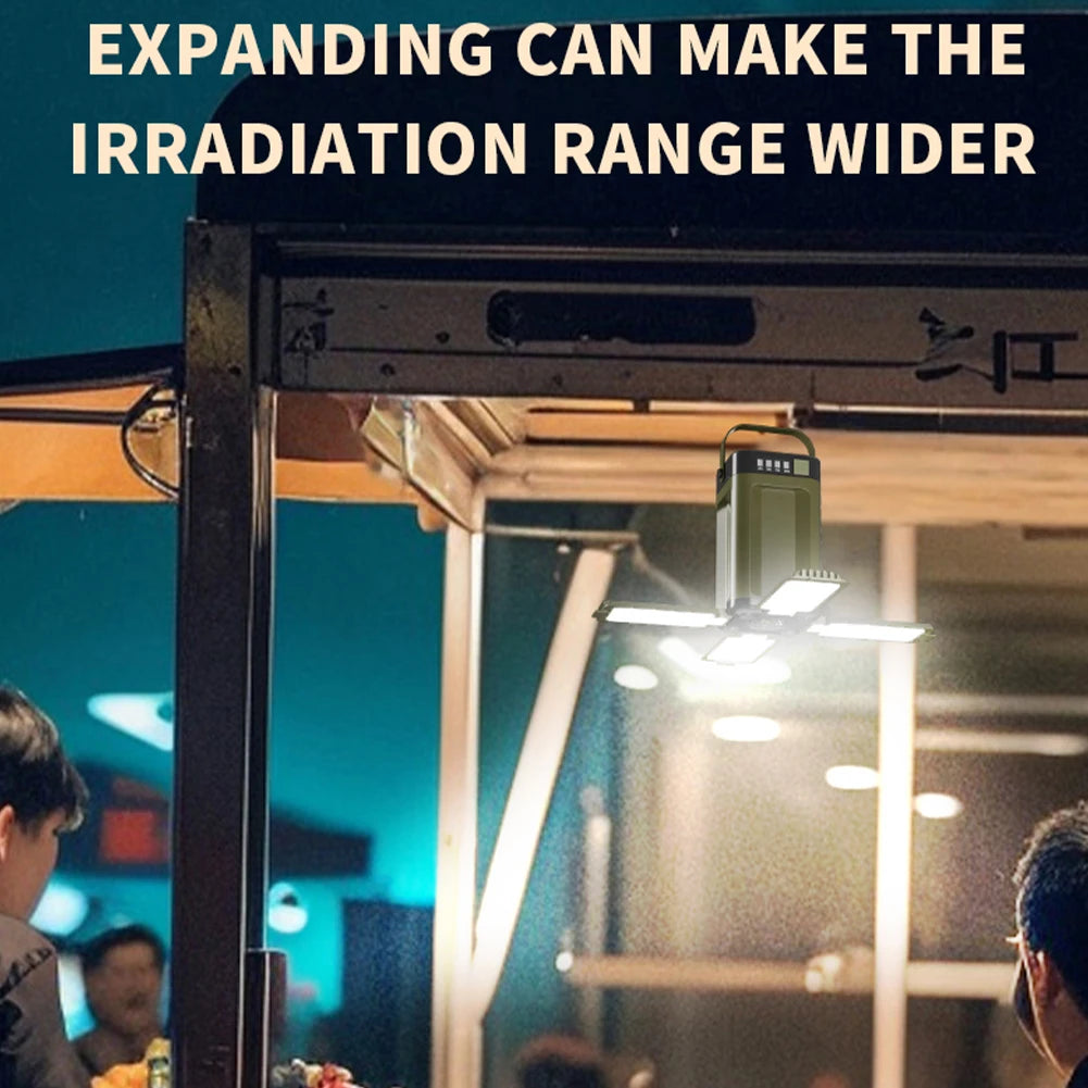 oldable Solar Camping Lantern & Power Bank – Rechargeable LED Tent Light for Hiking, Fishing, Outdoors ☀️💡