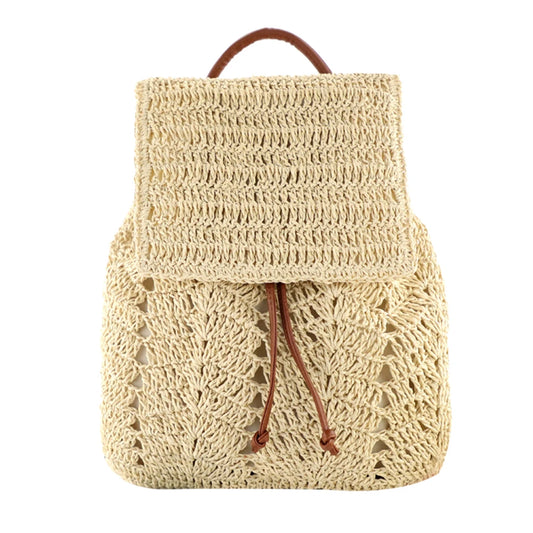 Handmade Woven Straw Shoulder Backpack for Women – Casual Beach Top Handle Bag