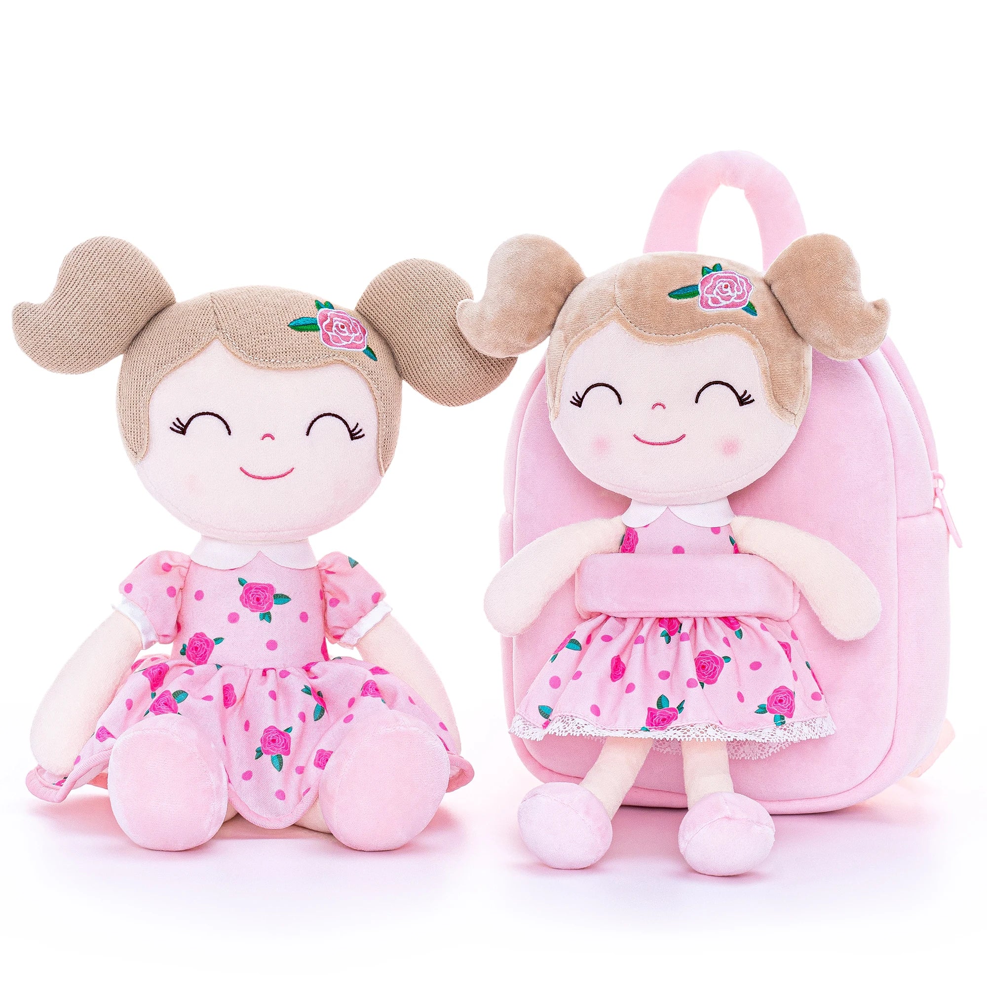 Gloveleya Garden Series Plush Backpack – Stuffed Rag Doll Toddler Bag | Soft Plush Baby Girl Backpack Gift