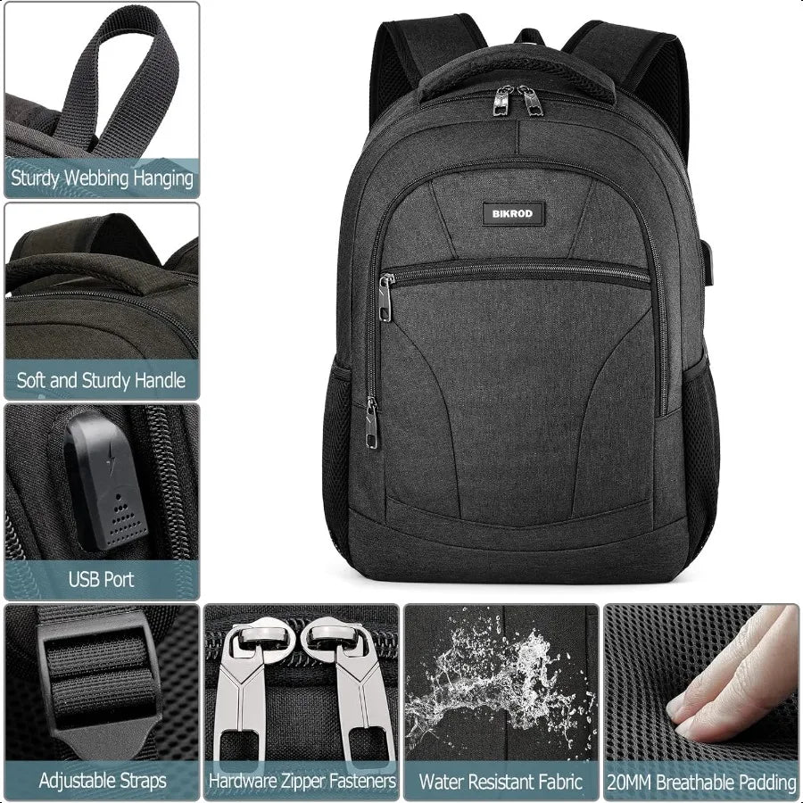 Unisex 15.6" School Laptop Backpack – Water-Resistant USB Charging Bookbag for Teen Boys, Girls, College Students & Adults