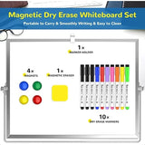 Large Magnetic Desktop Whiteboard – 16×12 in Double-Sided Dry Erase Board with Stand, Markers & Magnets