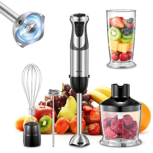 5-in-1 Handheld Immersion Blender – 1000 W Copper Motor, Turbo Mode & Multiple Attachments 🥣✨