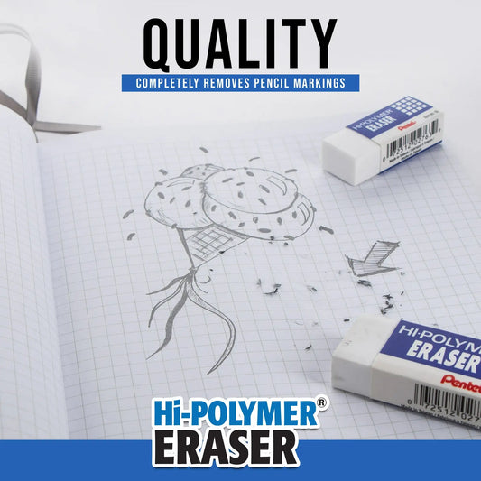 Pentel Hi-Polymer Block Erasers – Latex-Free White Erasers, Clean Precision (4-Pack)