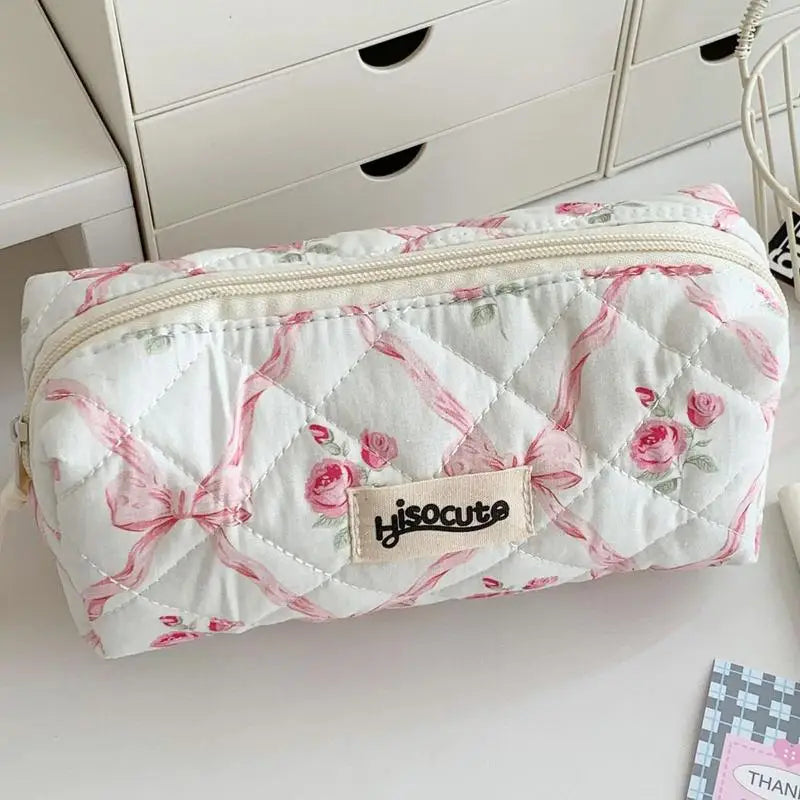 Portable Floral Pen Bag – Large Capacity Pencil Case, Multifunctional Stationery Organizer for Students & School Supplies