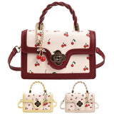 Women’s Cherry Square Chain Crossbody Bag – Adjustable Strap Stylish Satchel