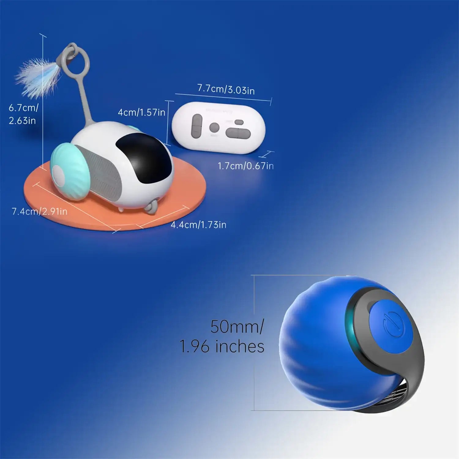 Interactive Remote-Control Cat Toy Car & Smart Electric Rolling Ball with Feather Tail