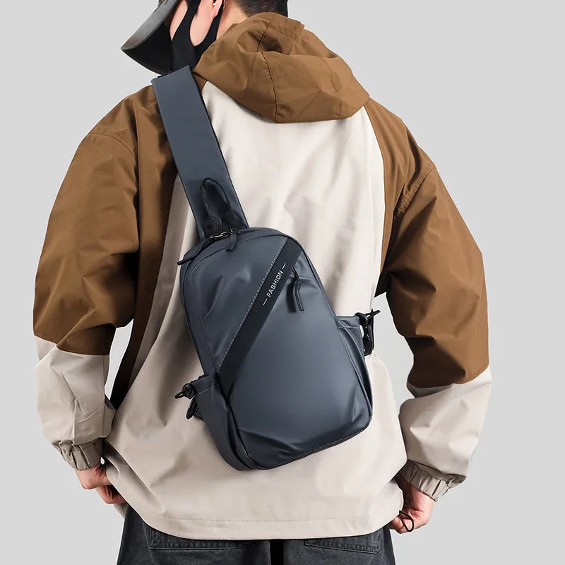 Men’s Oxford Chest Rig Bag – Zippered Tactical Fanny Pack with Polyester Bucket Design for Streetwear & Daily Carry