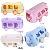 Bus-Shaped Cartoon Water Bottle – 500 ml Leakproof Kids Drinking Bottle with Movable Wheels & Strap