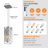 Modern Crystal Pendant Light – 3 Pack Adjustable Hanging Ceiling Lamps with Crystal Prism Design & Chrome Finish