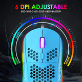 Gaming Keyboard and Mouse Combo – 88-Key Compact Rainbow Backlit Keyboard with RGB 6,400 DPI Honeycomb Lightweight Mouse