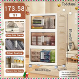 Cream-White Magnetic Door Plastic Storage Cabinet – Stackable Home Organizer Bin with Lids for Clothes, Toys & More