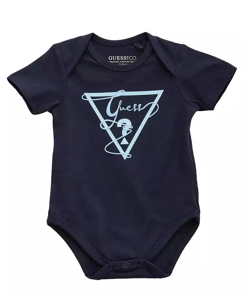 GUESS Baby Boys’ 5-Piece Outfit Set – Bodysuits, Shorts, Bib & Socks with Stylish Logo Design for Infants & Toddlers