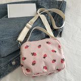 Corduroy Cartoon Shoulder Bag – Adjustable Strap Cute Sling Bag for Shopping, Work, Dates & Parties 👜✨