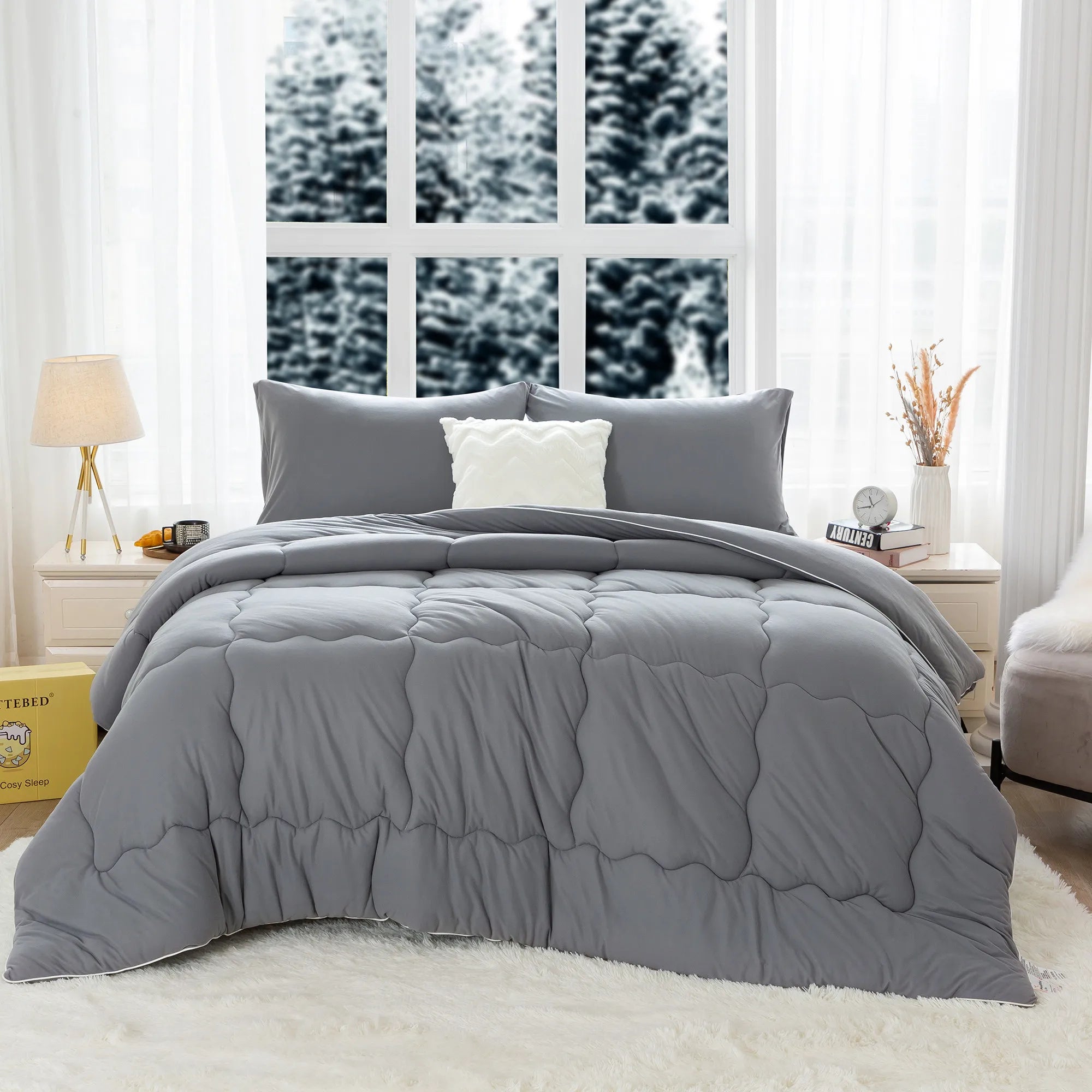 Reversible Ultra-Soft Warm Comforter Set – King Size, Down-Alternative, Cozy All-Season Bedding