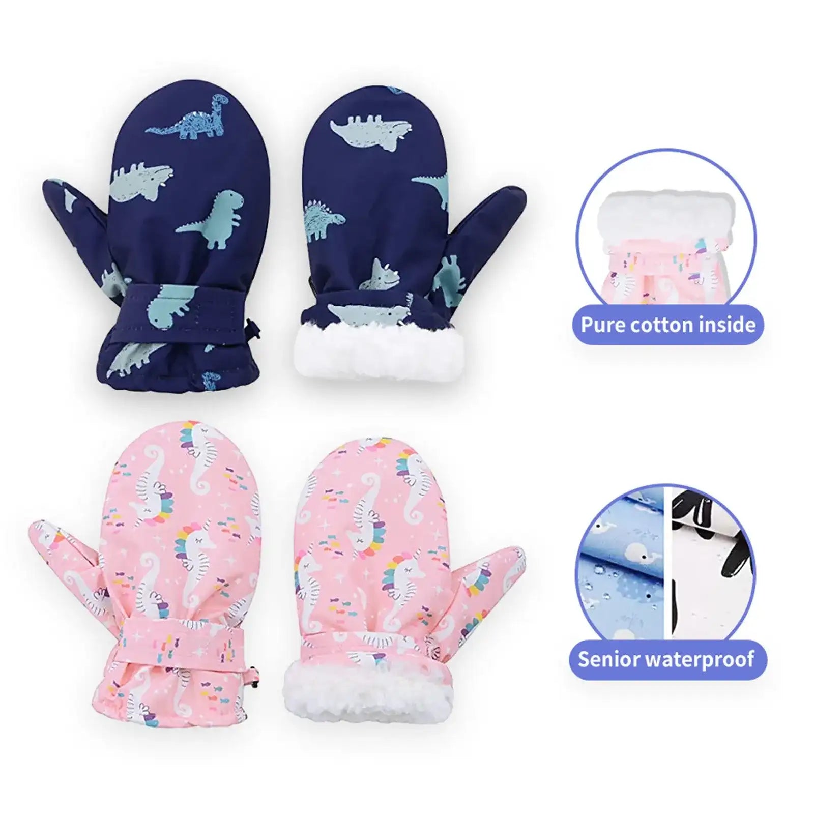 Soft Waterproof Winter Baby Gloves & Mittens – No-Scratch Cartoon Design