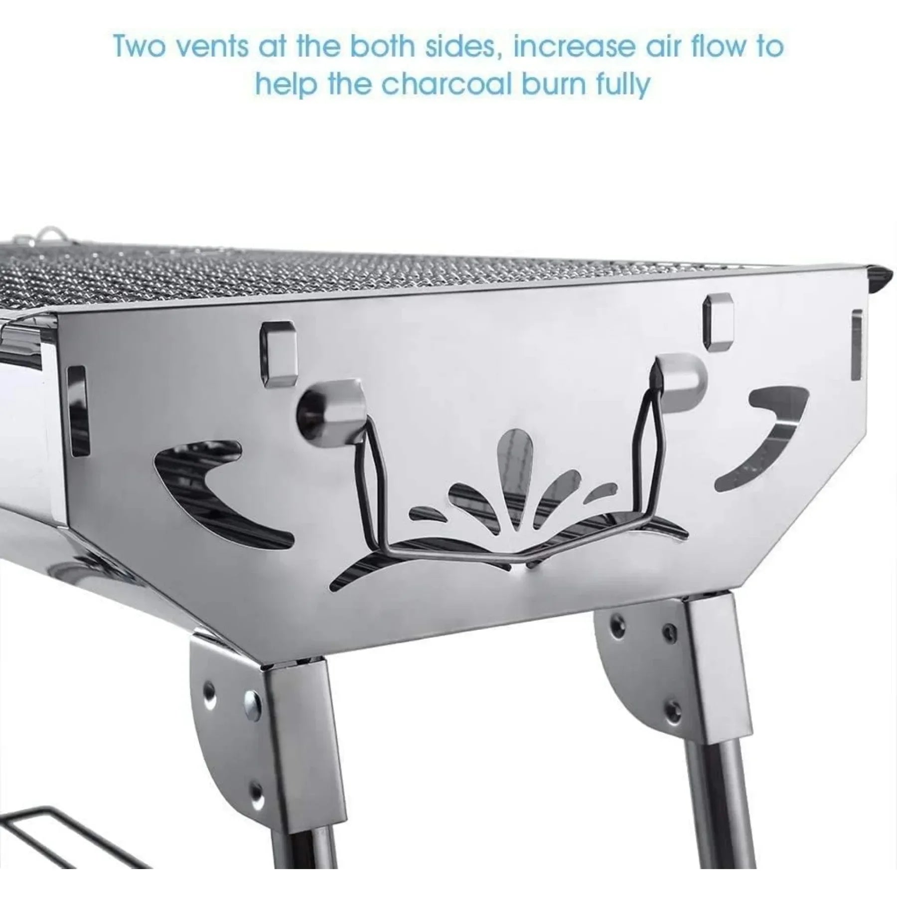 “Portable Charcoal BBQ Grill – Stainless Steel Folding Barbecue Tool Kit for Outdoor Cooking, Camping & Picnics”