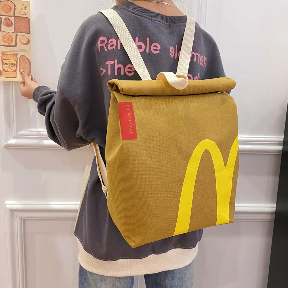 Novelty Roll-Top Backpack – Large Capacity Casual Daypack with Adjustable Straps for School, Commuting & Daily Use