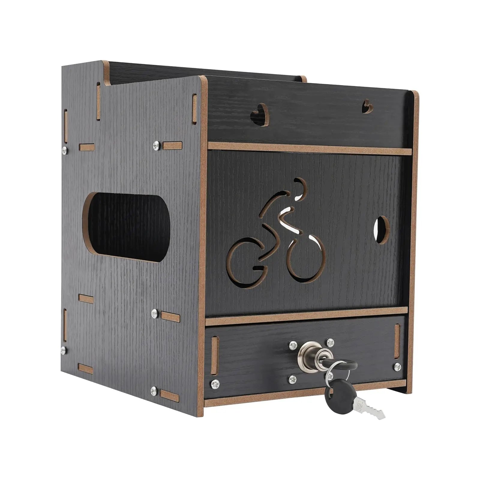 Wooden Computer Monitor Stand with Lockable Drawers – Desk Riser & Organizer Shelf for Office Storage and Workspace Setup