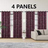 Foil-Printed Thermal Insulated Blackout Curtains – Grommet Top, Room Darkening for Bedroom (Set of 4)