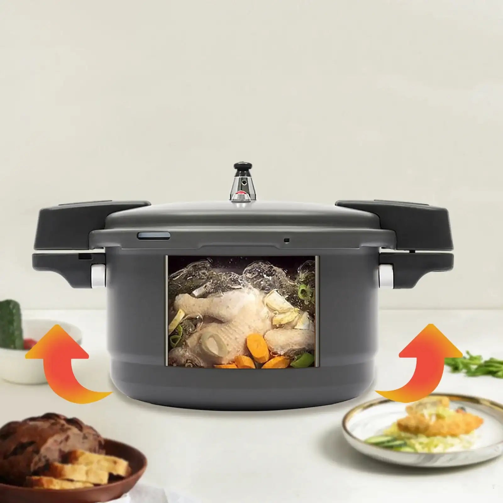 9 L Aluminum Alloy Hard-Oxidation Pressure Cooker – Gas/Induction Compatible Overflow-Proof Groove