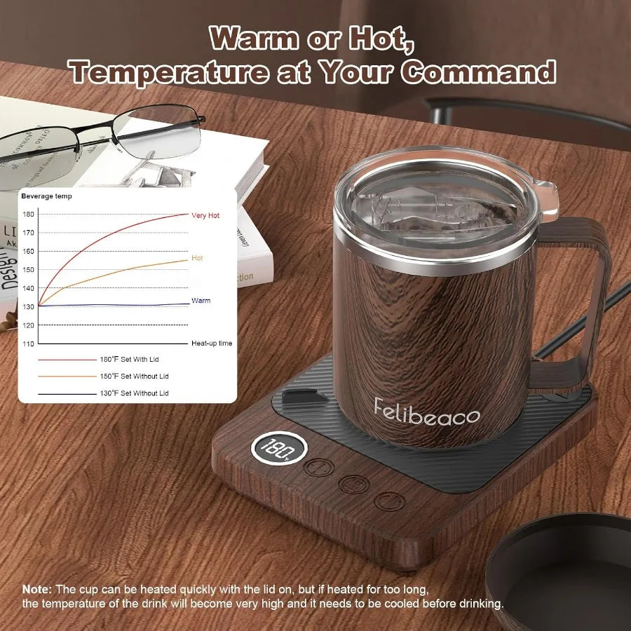 Pabiflo Coffee Mug Warmer & Mug Set – 36 W Electric Cup Heater with Auto-Shut-Off Timer (16 oz Smart Mug)