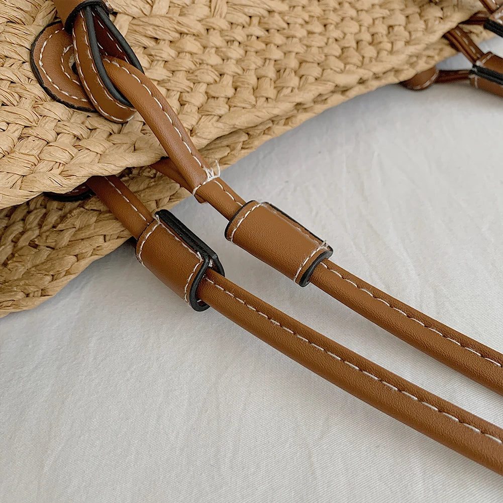 Women’s woven tote bag – large-capacity summer beach handbag, trendy braided shoulder bag for parties, vacation & daily stylish use