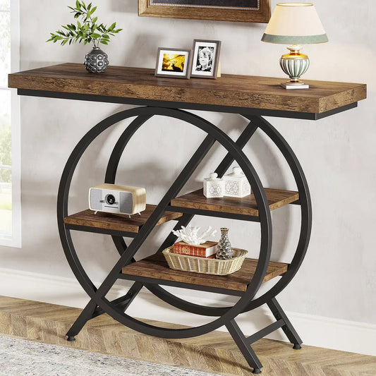 Tribesigns 39.4″ Industrial Narrow Entryway Console Table – 4-Tier Hallway Sofa Table with Thickened Tabletop