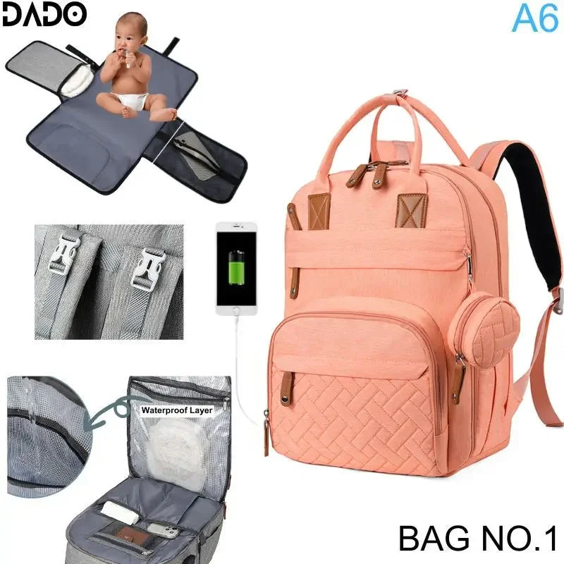 Diaper Bag Backpack – Large Waterproof Baby Travel Tote with Changing Station, Pad & Stroller Straps | Multifunction Bag for Moms & Dads